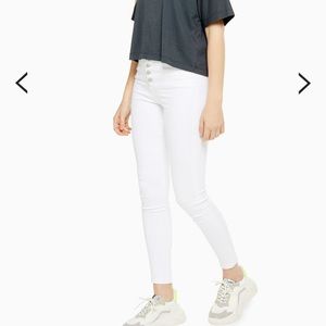 Topshop White Button Fly Jamie Jeans